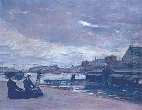 Lavoir A Nantes Oil Painting by Charles Edmond Theodore Milcendeau