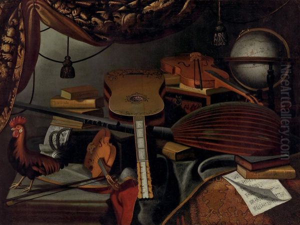 Musical Instruments Oil Painting by Bartolomeo Bettera