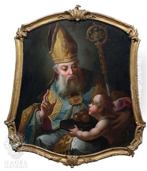 Der Hl. Nikolaus Oil Painting by Josef Ignaz Mildorfer