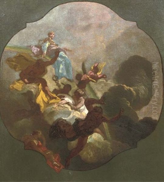 The Fall Of Vulcan (bozzetto) Oil Painting by Josef Ignaz Mildorfer