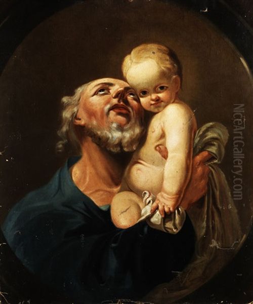 Heiliger Joseph Mit Dem Jesuskind Oil Painting by Michael Ignaz Mildorfer