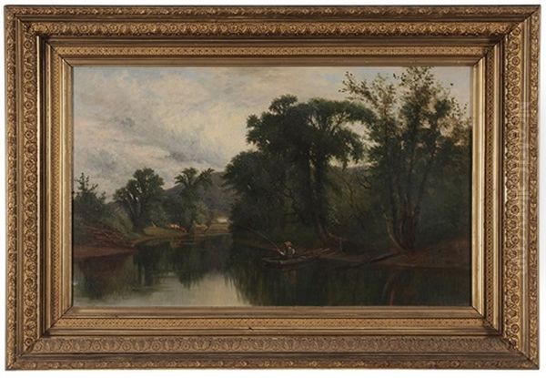 Fisherman On A River Oil Painting by John Christopher Miles