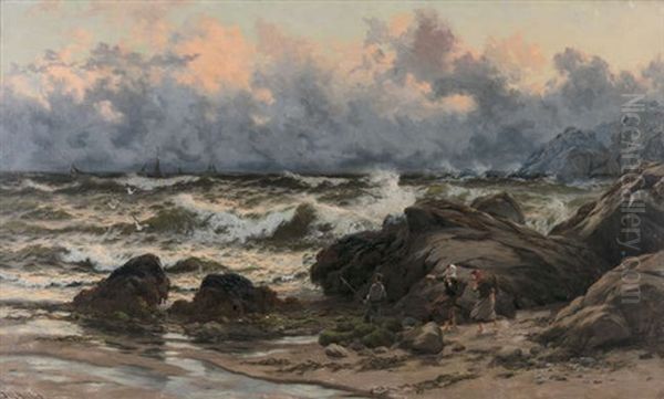 Before The Storm, Galway Bay Oil Painting by Thomas Rose Miles