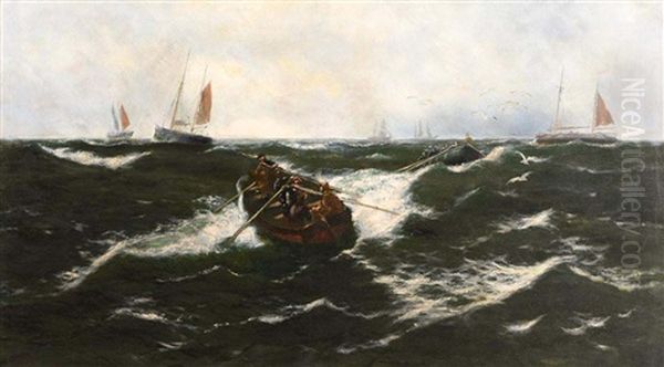 Lifeboat Crew Oil Painting by Thomas Rose Miles