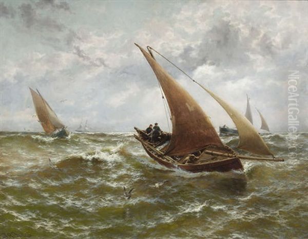 Homeward Bound Off Whitby Oil Painting by Thomas Rose Miles