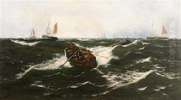 Lifeboat Crew Oil Painting by Thomas Rose Miles