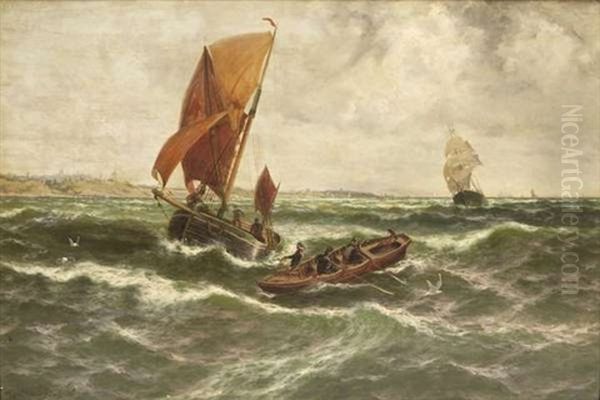 Looking Out For A Tow, Coast Of Essex Oil Painting by Thomas Rose Miles