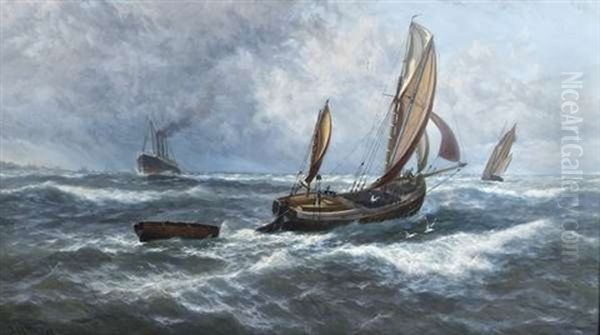 Wind And Rain Off Sheerness Oil Painting by Thomas Rose Miles