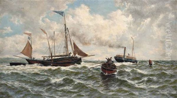 Bound For The North Sea, (yarmouth Roads) Oil Painting by Thomas Rose Miles