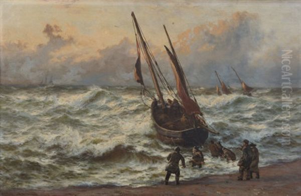 Daybreak - A Signal Of Distress In Deal-roads Oil Painting by Thomas Rose Miles