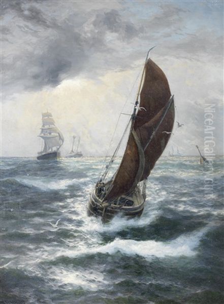 Shipping In The Thames Oil Painting by Thomas Rose Miles