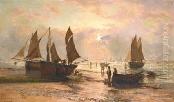 Morning Hastings Beach Oil Painting by Thomas Rose Miles