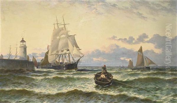 Congested Waters At The Harbor Mouth Oil Painting by Thomas Rose Miles