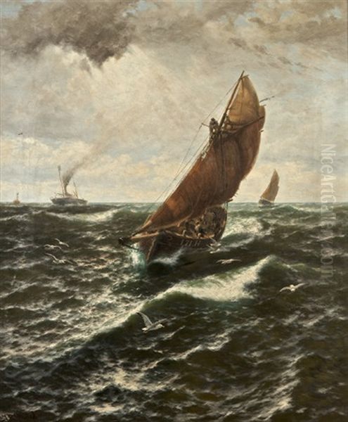 Homeward With A Fair Wind Oil Painting by Thomas Rose Miles