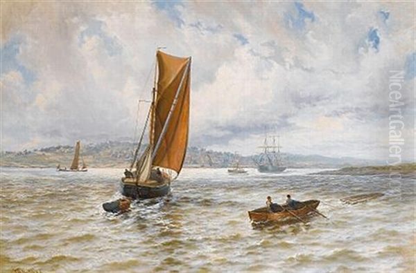 The Thames Barge "mary Of Rochester" Off Gravesend Oil Painting by Thomas Rose Miles