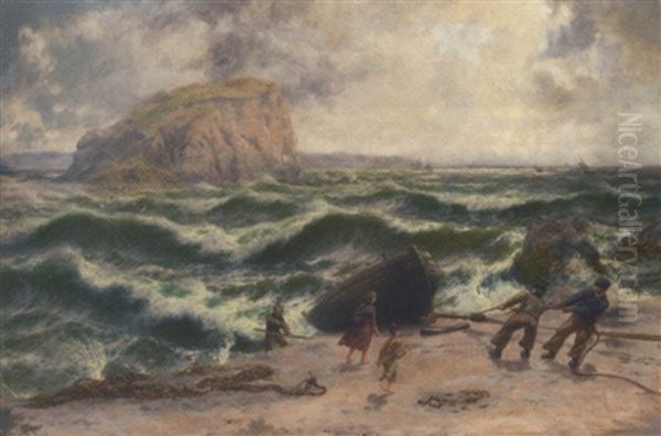 Wind And Sea Rising. Knocknacarra, Galway Bay Oil Painting by Thomas Rose Miles