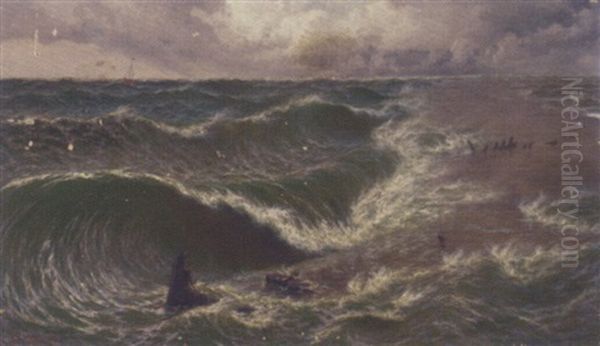 A Coming Storm: Ebb-tide On The Goodwin Sands Oil Painting by Thomas Rose Miles