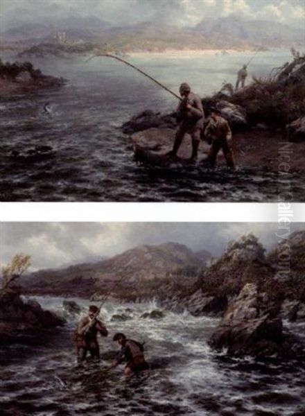 Salmon Fishing, Loch Corrib, Connemara Oil Painting by Thomas Rose Miles