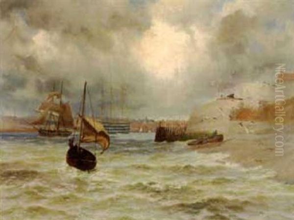 Entrance To Portsmouth Harbour Oil Painting by Thomas Rose Miles