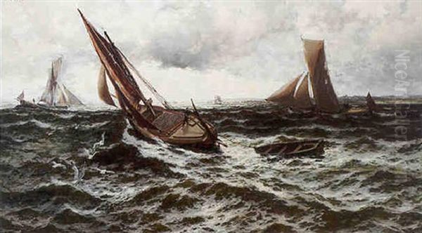 Beating Up Off Canvey Island (mouth Of The Thames) by Thomas Rose Miles