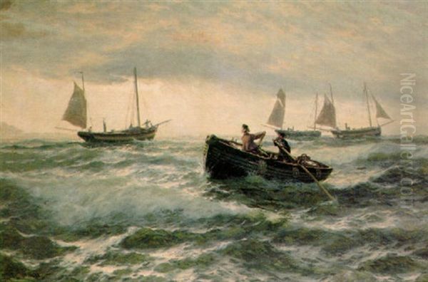 Rowing In Oil Painting by Thomas Rose Miles