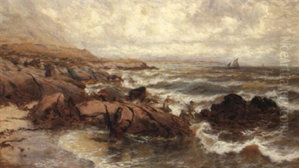 Kelpweed Harvesters, Gorteen Bay, Connemara Oil Painting by Thomas Rose Miles