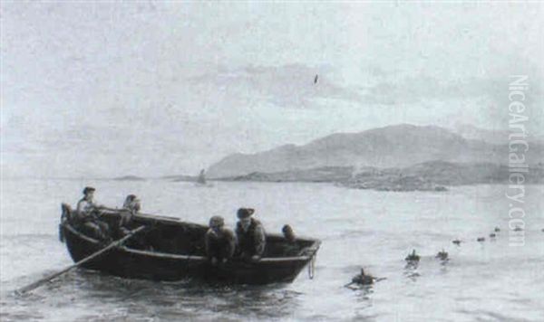 Connemara Lobster Fishers Oil Painting by Thomas Rose Miles