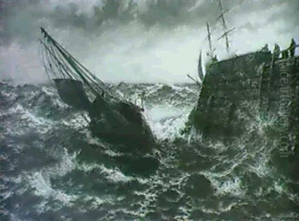 Daybreak During The Gale Oil Painting by Thomas Rose Miles