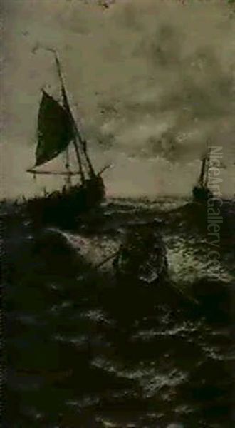 Fresh Gale, In The North Sea; Morning, Tor Bay Oil Painting by Thomas Rose Miles