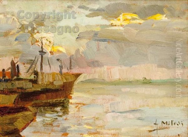 Porto Di Marghera Oil Painting by Alessandro Milesi