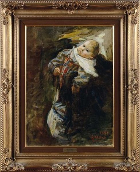 Bambino In Fasce Oil Painting by Alessandro Milesi