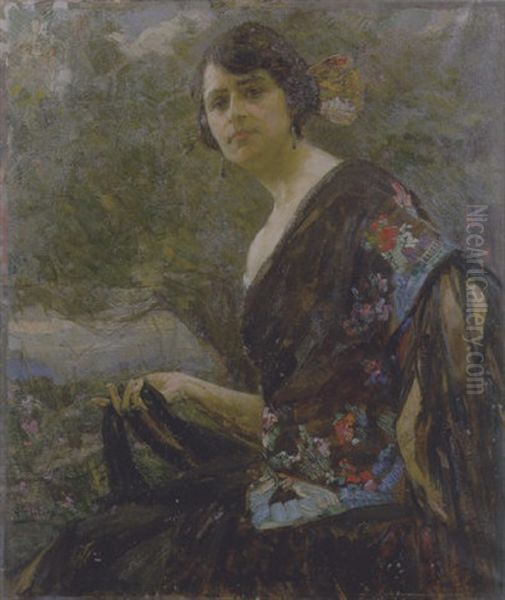 Signora In Abiti Veneziani by Alessandro Milesi