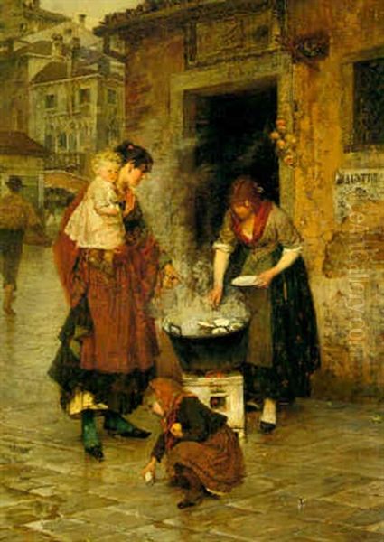 The Clam Seller, Venice Oil Painting by Alessandro Milesi