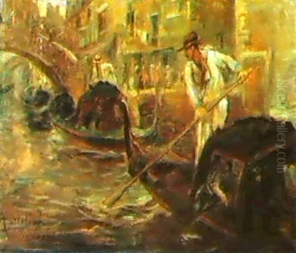 Sposalizio A Venezia Oil Painting by Alessandro Milesi