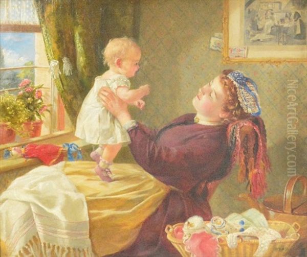 Mother And Child In A Domestic Setting Oil Painting by John Everett Millais