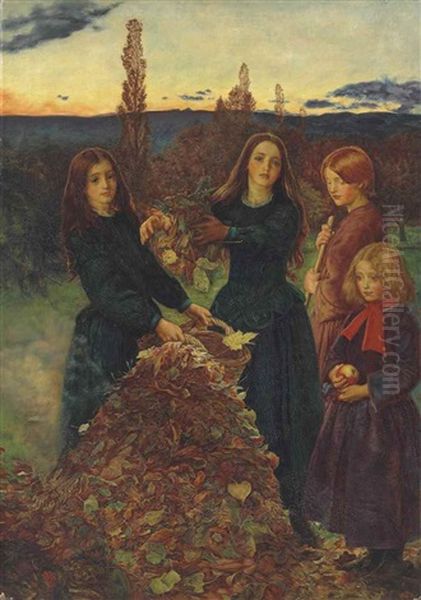 Autumn Leaves Oil Painting by John Everett Millais