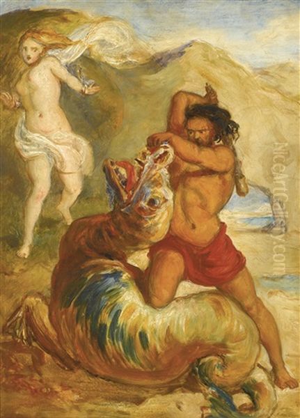 Perseus Saving Andromeda Oil Painting by John Everett Millais