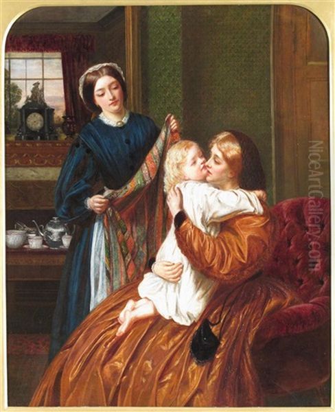 The Goodnight Kiss (attributed To Rebecca Solomon) Oil Painting by John Everett Millais