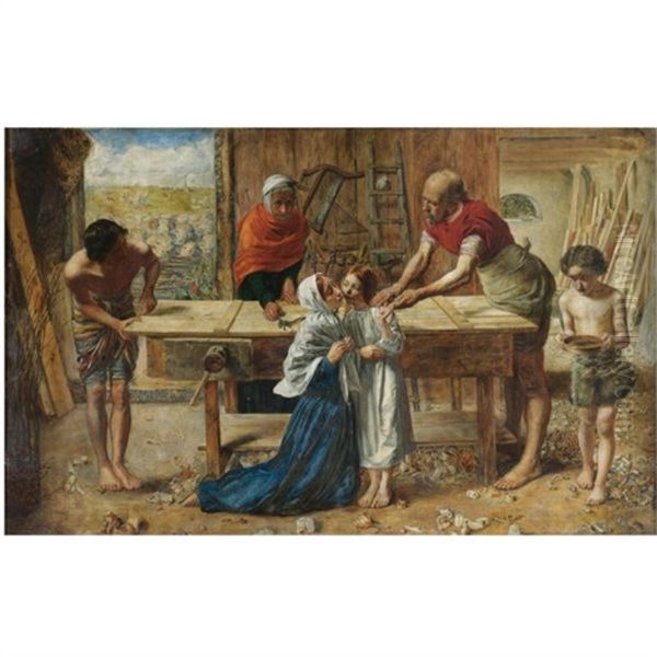 Christ In The House Of His Parents (in Collab. W/rebecca Salmon (1832-1886)) Oil Painting by John Everett Millais