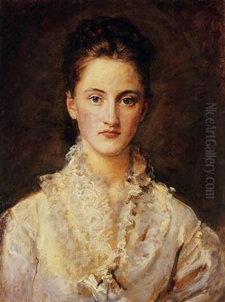 Portrait Of The Artist's Daughter, Mary Oil Painting by John Everett Millais