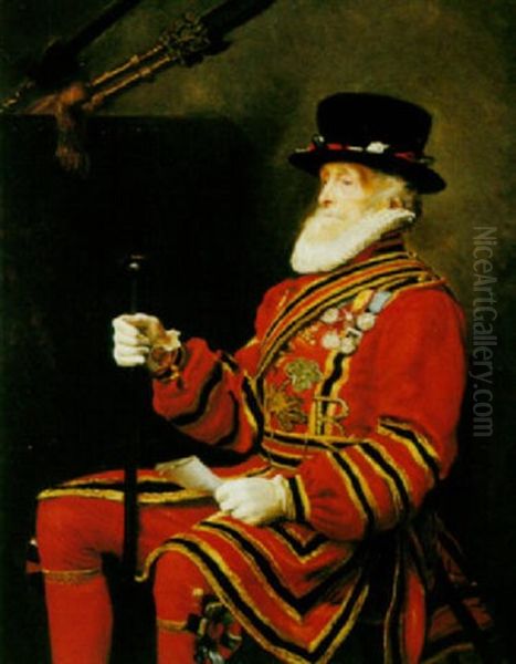 Yeoman Of The Guard Oil Painting by John Everett Millais