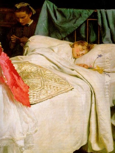 Sleeping Oil Painting by John Everett Millais