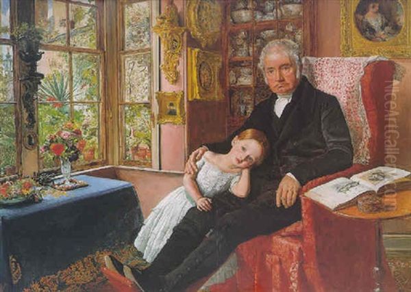 James Wyatt And His Granddaughter Mary Wyatt Oil Painting by John Everett Millais