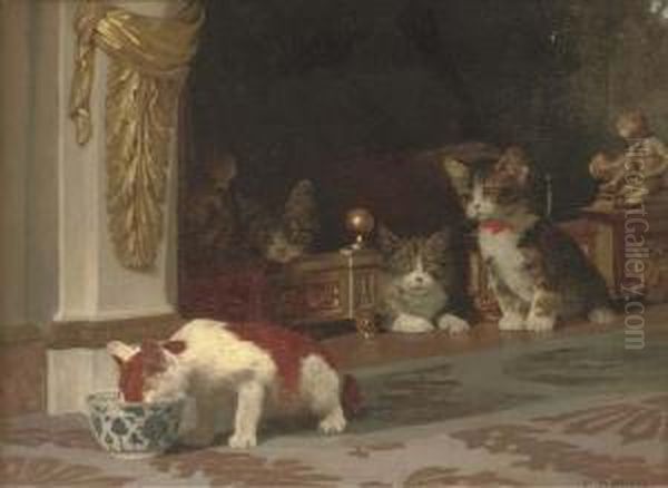 Apprehension Oil Painting by Gustave Bettinger