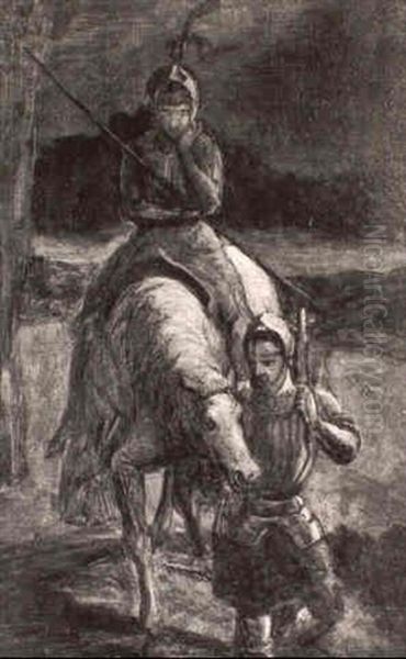 A Knight In Armour On Horseback by John Everett Millais