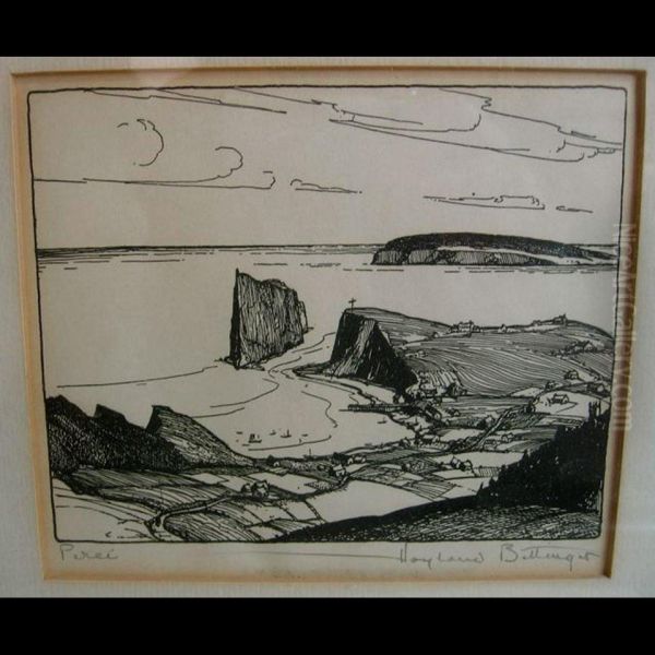 Perce; Cap Barre; La Roche At Mont Joli Oil Painting by Hoyland B. Bettinger