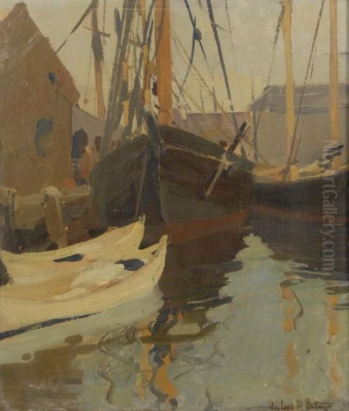 Boats At Docks by Hoyland B. Bettinger