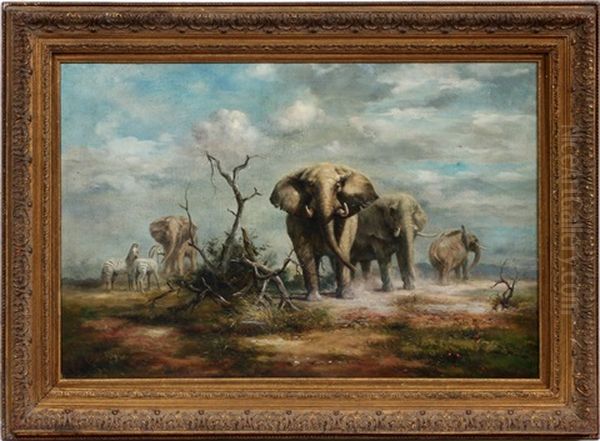 African Serengeti Scene Oil Painting by John Guille Millais