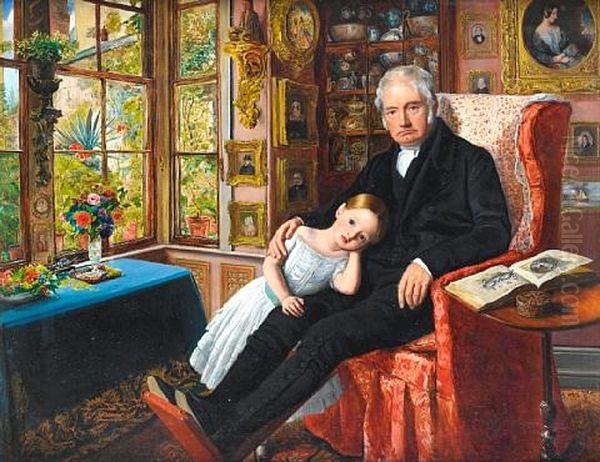 James Wyatt And His Granddaughter Mary Wyatt Oil Painting by William Henry Millais