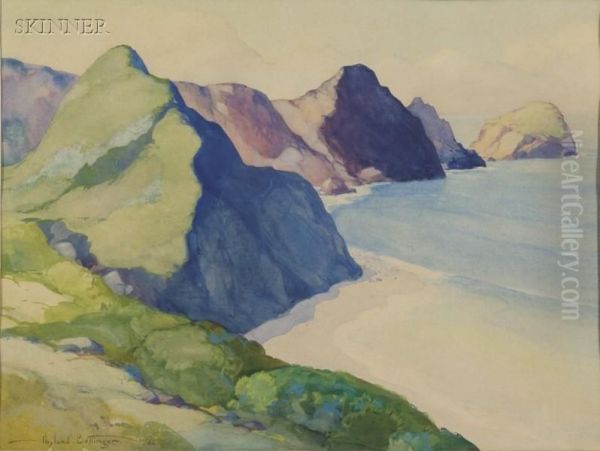 A View Of The California Coast,big Sur Country Oil Painting by Hoyland B. Bettinger